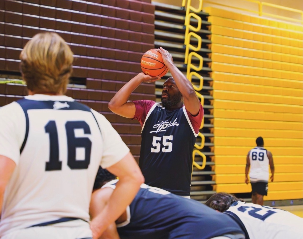 Coach Kaimyn playing in a local adult basketball league